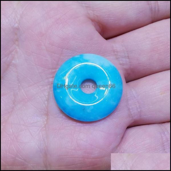 Anhänger Halsketten Sky Blue Jades Donut Perlen Stein Amet 1PCSVERSCHAFT SPAND DIE SCHLIESSUNG Schmuck Anhänger DHWBT