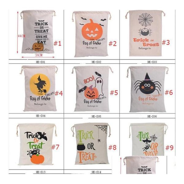 Decorações de Natal 2021 New Halloween Candy Bag Sack Treat ou Trick Pumpkin Impred Canvas Bags Festival de Festas de Festa de Hallowmas DST DHVTL