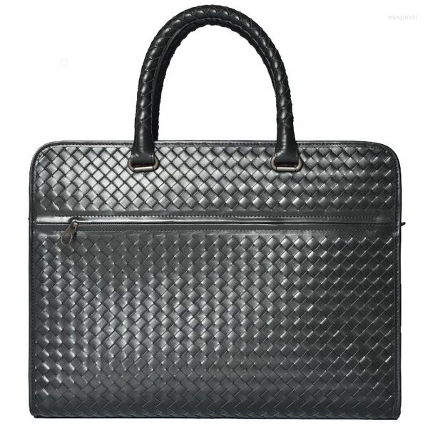 Портфазы мужской портфель подлинные кожаные компьютерные сумки для ноутбуков мужская сумочка офисная бизнес -туристическая сумка тканая мужчина для документов