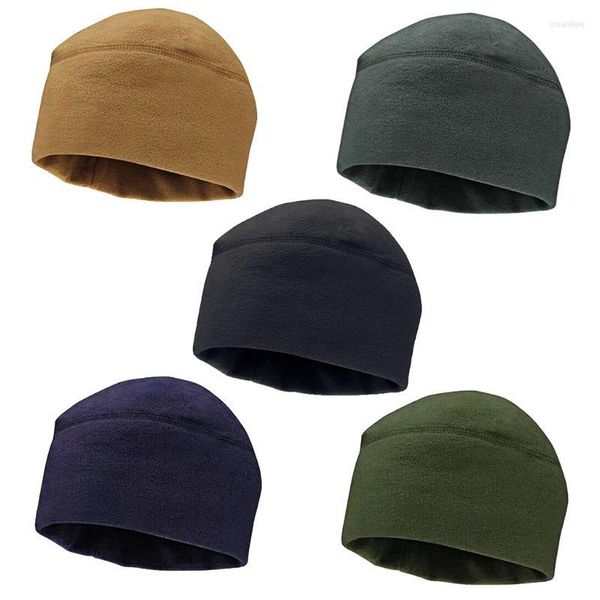 Berretti Uomo Donna Unisex Inverno Tinta unita Morbido Caldo Berretti per orologi Polar Fleece Addensato Esercito militare Beanie Hat Antivento Outdoor Tough