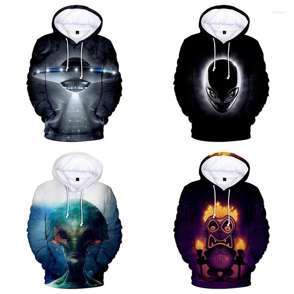 Hoodies masculinos e Alien 3D Men Mulheres Moletom Sorto Outono O outono Capuz de Capuz de Capuz Harajuku Prind Sweethirts