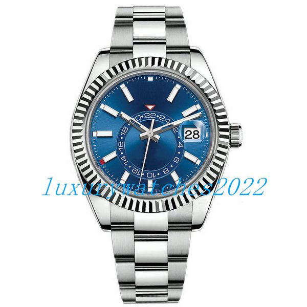 Orologio da uomo 42mm meccanico automatico quadrante blu Sky acciaio inossidabile cinturino Oyster Ref.326934 Asia movimento stabile vetro zaffiro carica automatica orologi da polso