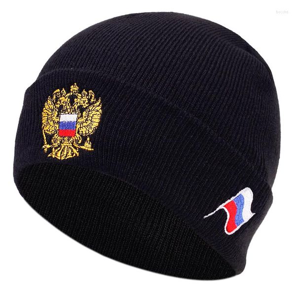 Berets Men Women Winter Russia Badge Beanies Шляпа двойная вышива