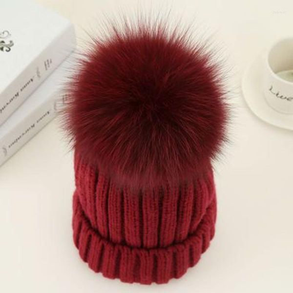 Chapéus caçadores de moda feminina chapéu de inverno 15 cm de peles pom knit beanie ski bon bobble