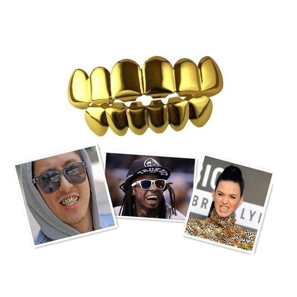 Grills dental Grillz 15 Projetos Gold Bated Hip Hop dentes Grillz Bottom Bottom Punk Punk Cosplay Party Vampiro Rapper Jewe Dh8sn