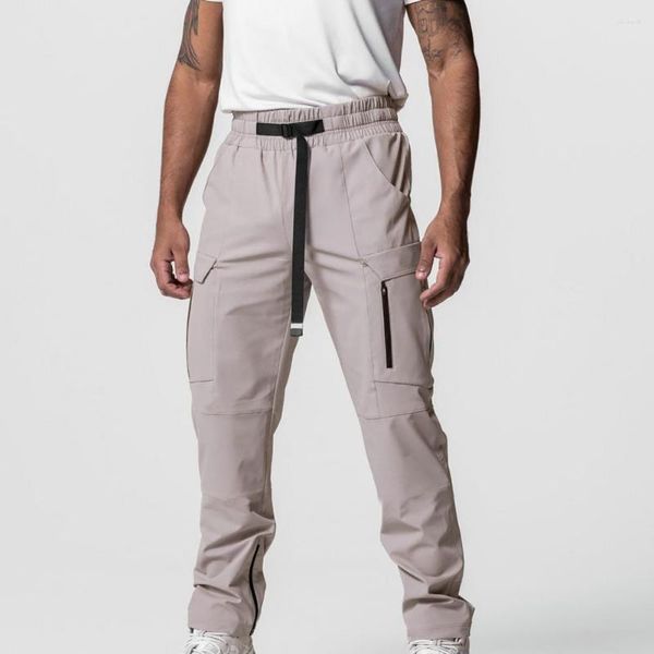 Pantaloni da uomo Pantaloni lunghi casual a gamba dritta da uomo con coulisse multi tasche con apertura a cerniera pantaloni sportivi da uomo