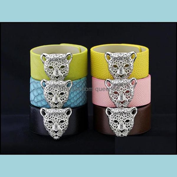 Charm Bilezikler Bilezik Vintage Punk Leopar Toptan Yahudi Açılış Bangles Deri Drop Teslimat Takı Dhrgq