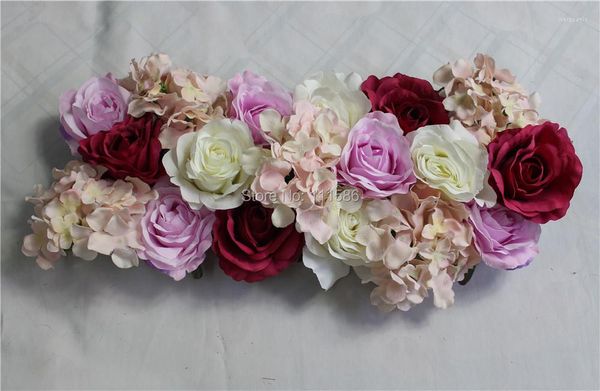 Flores decorativas SPR mistura de cores casamentos pequenos rodovias de chumbo arco de flor da parede cenário de cenário de cenário por atacado de mesa artificial