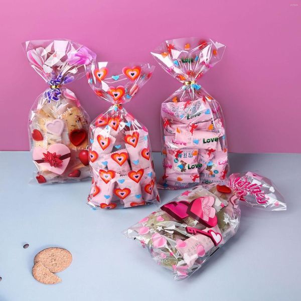 Confezione regalo 50 pezzi Sacchetti per San Valentino Cellophane Candy Cookie Baking Packaging Bag Bridal Shower Forniture per feste di nozze Goodies Treat
