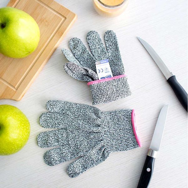 Schnitt resistente Handschuhe Anti-Messer HPPE-Stufe 5 EN388 Sicherheitsarbeit Hochfestes graues Gartenküchen Anti-Anti