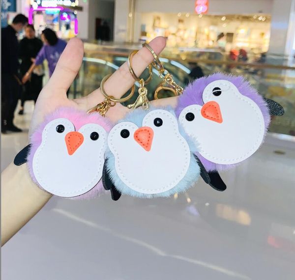 Клавичные шнурки очаровательные пингвины с ключом кольцо Помотком кулон кулонный шерный мяч Keyfobs подвески мультфильмы