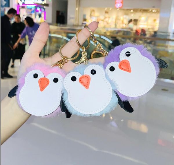 Keychains Bedanyards adoráveis ​​pinguins anel de pampo de pompom pingente de pendente de pendente de pendura de pingentes de desenho animado casal de ornamento jóias gota del dhji7