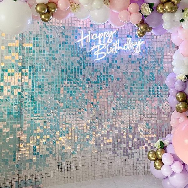 Altre forniture per feste di eventi luccichio scintillante da parete con paillettes a muro di paillettes blu Pick Pick Birthday Show Square Iloter Decoration Decoration Irisdecent 230111