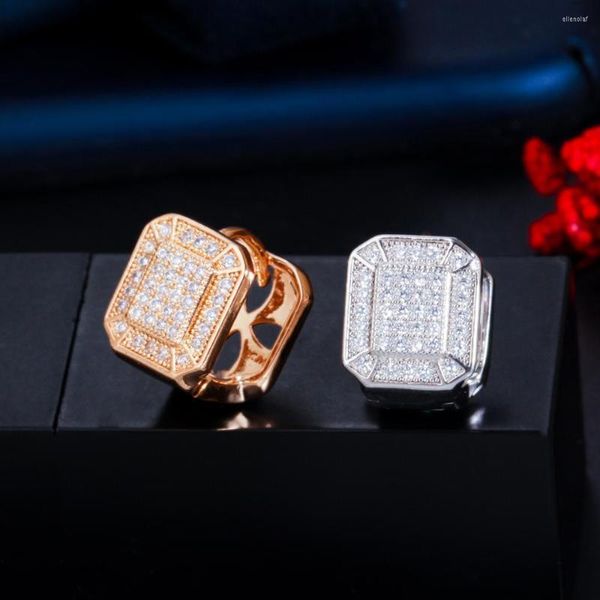 Brincos de garanhão cwwzircon 585 Micro pavimentação de cor dourada de zircônia cúbica Stones quadrados Brincho grande para mulheres acessórios de jóias de moda CZ795