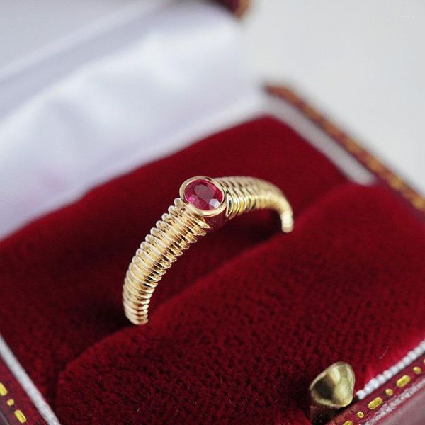 Кластерные кольца cxsjeremy 18k желтого золота овальное натуральное рубиновое обручальное кольцо для женщин Элегантное легкое роскошное обручальное обручальное кольцо AU750 Fine