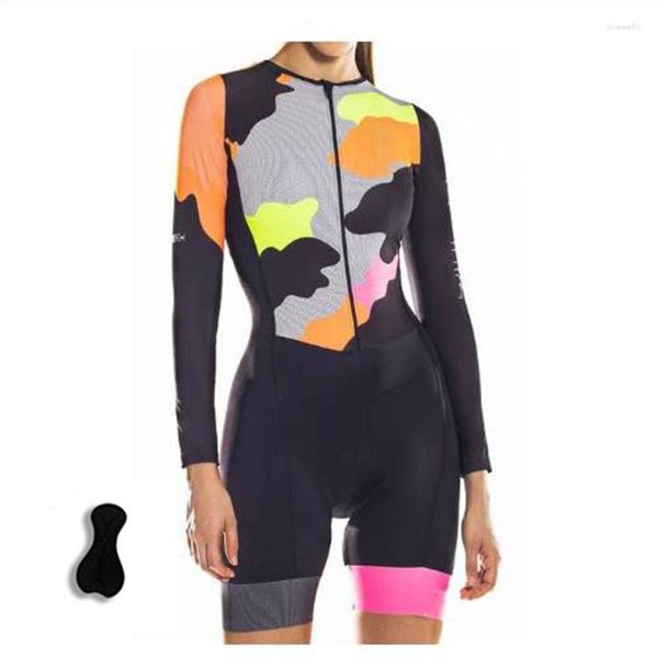 Set da corsa Tuta da ciclismo Tuta da donna Manica lunga Cuscino Race Pro Maglia da triathlon da donna professionale