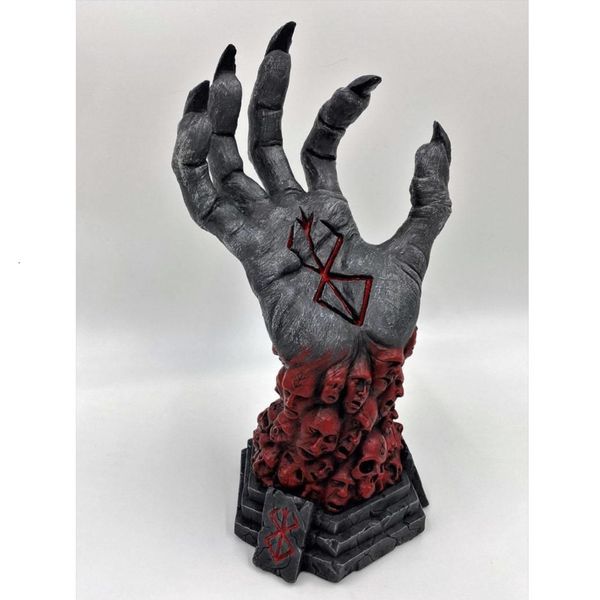 Dekorative Objekte Figuren Mad God Sense Reaper Devil's Rechte Hand von Berserk Skull Rune Skulptur Harz Crafts Halloween Accessoires Angst Zuhause Dekoration 230111