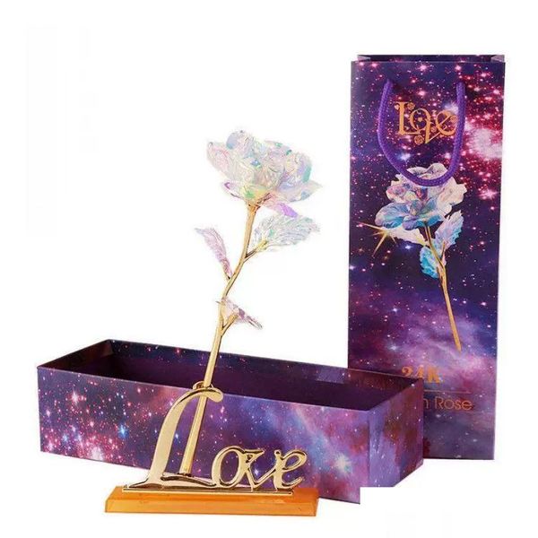 Fiori decorativi ghirlande ghirlanti oro rosa placcata lampeggiante fiore luminoso arredamento per matrimoni dorati Birthday Mothers Days Valentine Boxe Dh2BB