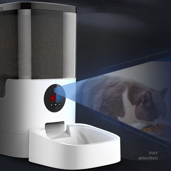 Alimentadores de tigelas de cachorro Surruunme Remote Visibility alimentador de tempo Automático para gato wifi Intelligent Pet Smart Food Dispensador Câmera Recorder 230111