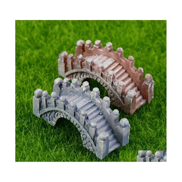 Decorações de jardim Novelty Stone Bridge Figuras Mini Resina Artesanato Miniaturas Diy Terrarium sucents Micro paisagem decorati dhaqs