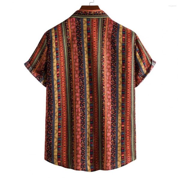 Camisas casuais masculinas elegantes colares de verão tampas de verão de mangas curtas soltas