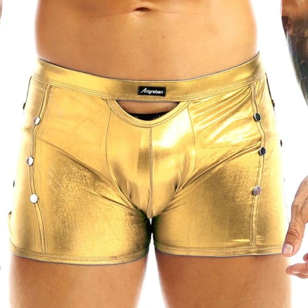 Unterhosen Latex Männer Patent Kunstleder Unterwäsche Mode Slips Kurze Tangas Bikini Homosexuell Kleidung Männliche Boxer Sissy Höschen Nachtclub Tragen