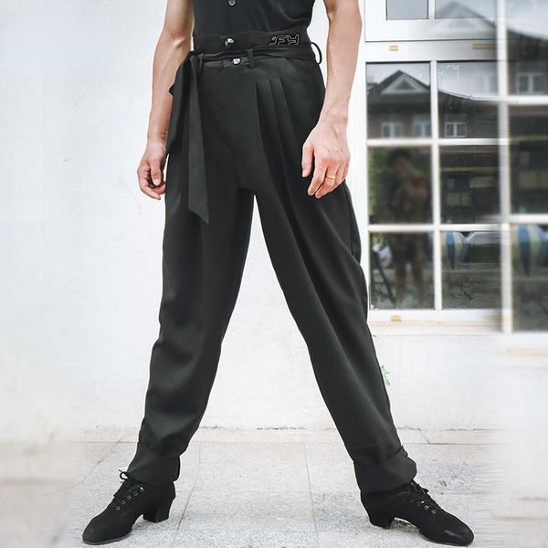 Stage Wear Latin Dance Pants for Men Rumba Chacha samba Cowboy Bullfight pantaloni Black Lycra Standard Ballroom Practice Show maschio maschio