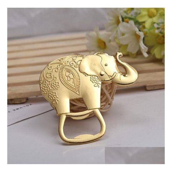 Öffner Gold Hochzeit Gefälligkeiten und Geschenk Lucky Golden Elephant Weinflaschenöffner Großhandel 0617 Drop Lieferung Hausgarten Küche Esszimmer Dhhdf