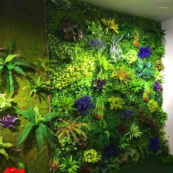 Flores decorativas 40 60 Parede artificial de fundo de planta verde para casa de construção de empresas de construção de construção