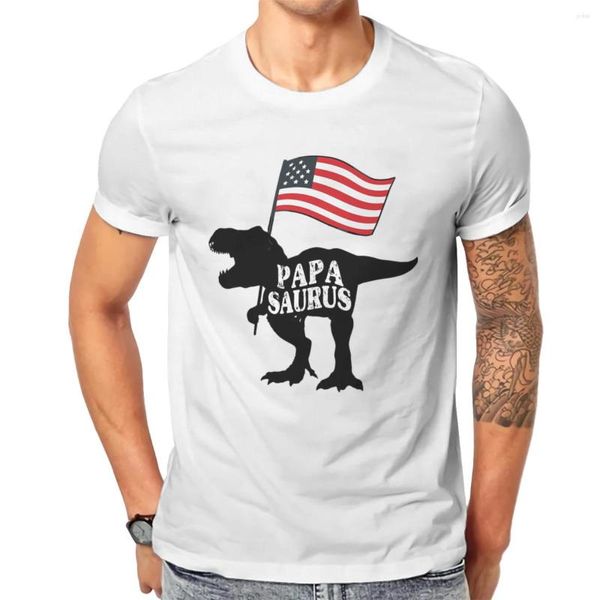 Camisetas masculinas Papasaurus 4 de julho Bandeira dos EUA Dadasaurs Pais Tamanho Haruku Boy Design High Street Camisetas 134