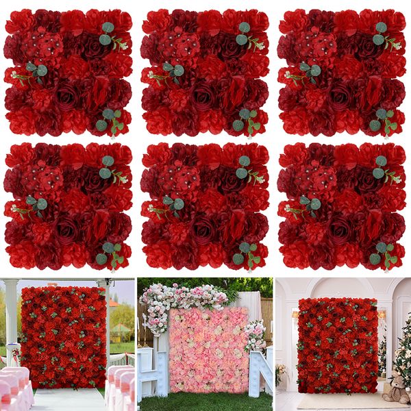 Fiori secchi 6 PZ fiore artificiale wallboard sfondo 3D falso rosa foglie di eucalipto superficie della parete festa matrimonio sposa doccia superare 230111