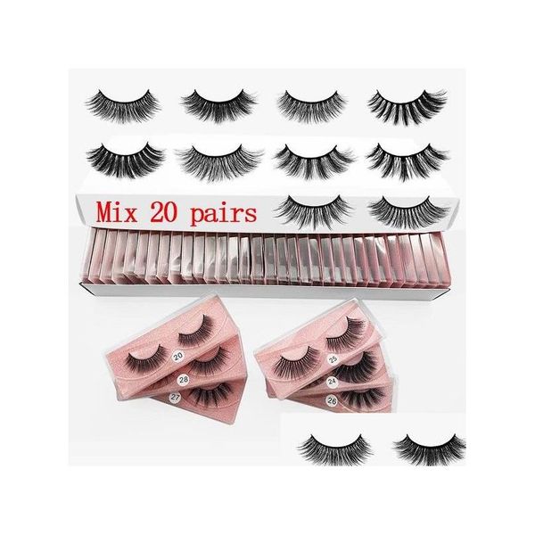 Cílios Falsos 20 Pares Um Pacote 3D Mink Terno Natural Olho Cauda Alonga Cílios Lash Caixa Embalagem Faux Cils Drop Delivery Saúde Bea Dhb8h