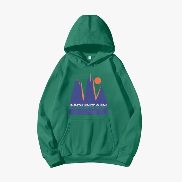 Erkek Hoodies Sweatshirts Basit Leisure Unisex Çift Sweatshirt Pamuk Geniş Beled Hoody Dağ ve Güneş Komik Karikatür Desen Anime P