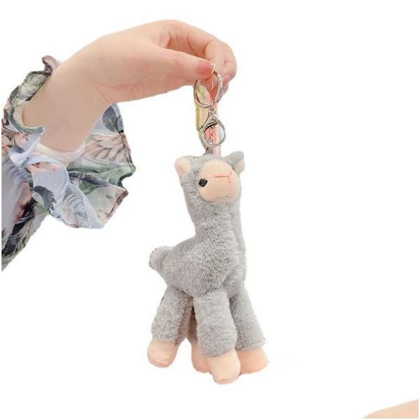 Keychains Bedanyards fofos ador￡vel alpaca brinquedo de pel￺cia japonesa alpacas macio ovelha llama boneca animal boneca de chaveiro 18cm Drop del dhtln