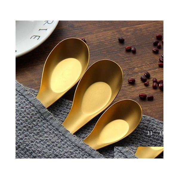 Cucchiai Zuppa in acciaio inossidabile Oro cotto Riso Scoop Bambini Bambini Cena Stoviglie Accessori da cucina Commercio all'ingrosso Rrf14392 Drop Delive Otzhd