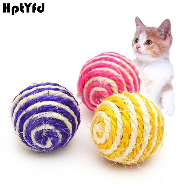 Toys de gato 3 PCs/LOT Pet Toy Toy Sisal Ball Squeak Kitten Teaser jogando Chew Scratch Catch para cães pequenos Game de diversão