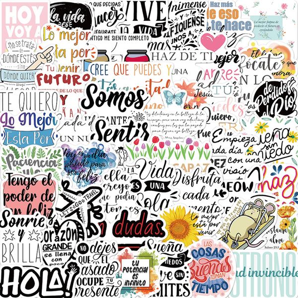50 adesivi con frasi motivazionali spagnole che ispirano adesivi graffiti per bagagli fai da te, laptop, skateboard, moto, biciclette