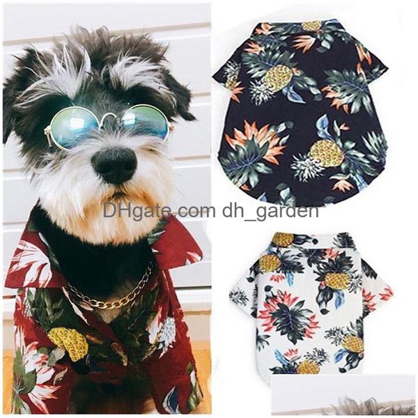 Camicia da moda per cani vestiti per la spiaggia estiva abbigliamento per animali domestici floreali hawaiani per piccola grande chihuahua goccia deliv dhgarden dhao0