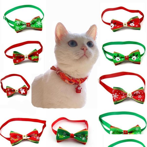 Hundehalsbänder, Leinen, Weihnachtsserie, Haustier-Fliege, Krawattenhalsband mit glänzendem Strass, Katzendekorationen, Zubehör, Zubehör Dhbxd