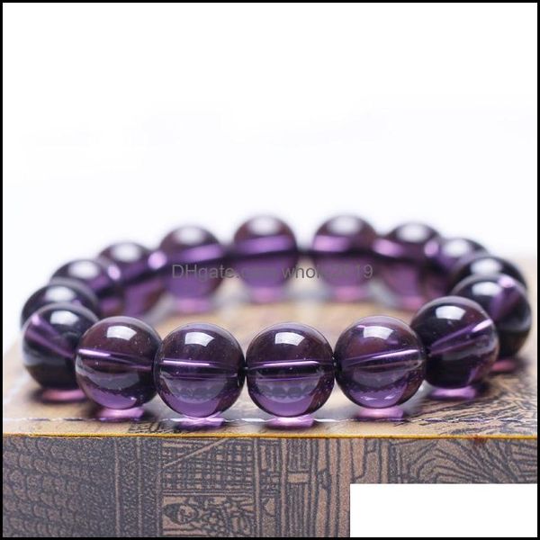 Braccialetti con ciondoli Perline Stretch 8Mm Perline Gioielli Bracciale tondo con ametista corniola Viola Guarigione Consegna goccia di cristallo Dhxdy