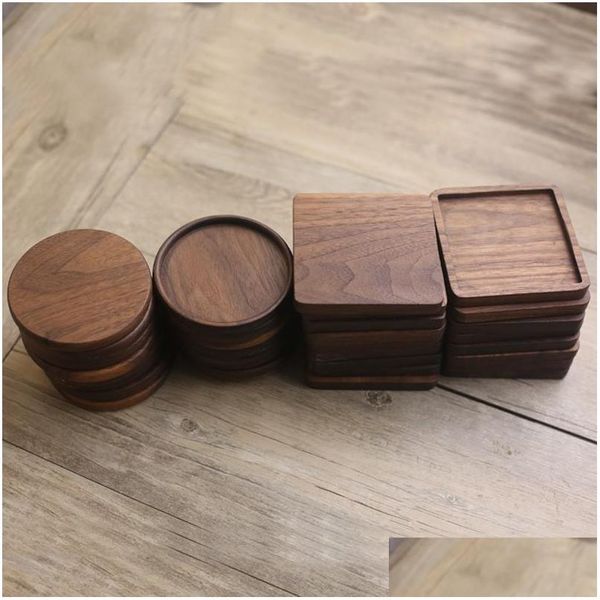 Mats Pads Modern Minimalist Fluted Cork Coaster Round Pad Legno Lucido Insation Drop Delivery Casa Giardino Cucina Sala da pranzo Bar Ta Dhrbk