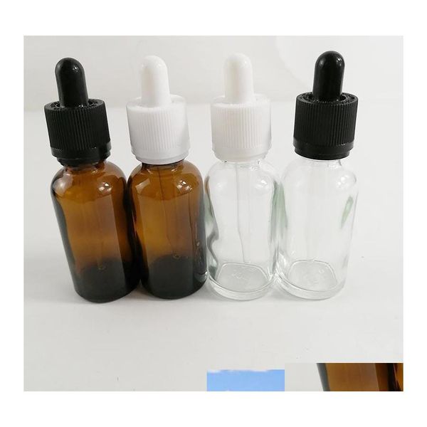 Packflaschen 30ml Glas mit Drop -Black White Child Manipuliertes Cap Gummi -Nippel Pipette Drop Delivery School Business OTKPZ