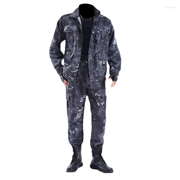 Herren-Trainingsanzüge, Outdoor-Sport, weich und dünn, Overalls, Tarnung, Uniform, Frühling, Sommer, schwarzes Python-Muster, verschleißfeste Kleidung