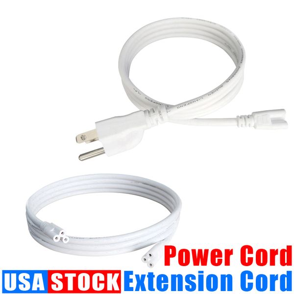 T8 T5 conector de extremidade dupla cabos de alimenta￧￣o com plugue de troca para luzes de tubo de LED integradas 1 p￩s 2 p￩s 3,3 p￩s 4 p￩s 5 p￩s 6 p￩s 6,6 p￩s 100 pcs oemled