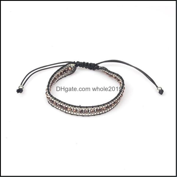 Braccialetto dell'amicizia bianco da donna con strass in cristallo intrecciato a mano Boho con perline Braccialetti per gioielli con consegna a goccia Dhbq4