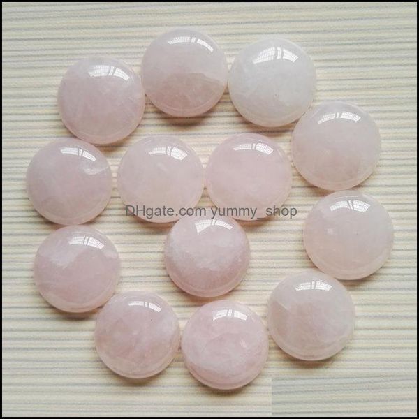 Stone Natural 20mm redondo contas soltas Face de cristal de quartzo rosa para brindes de anel de colar jóias fazendo entrega de queda dha2r