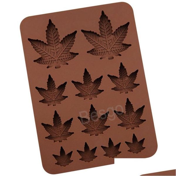 Backformen 12 Gitter Sile Maple Leaf Mod Blätter Schokoladenform Dessert Eiswürfelformen Kuchen Süßigkeiten DIY Küche Mods Bh7005 Tyj Drop D Dhrjk