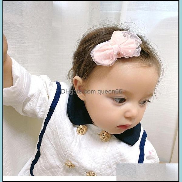 Haarclips Barrettes Kinder MTI Color Lace Bowtie Bang Kids Alloy Stoff Dot Scunchies European Baby Colorf Kopfschmuck Ponytail Dhxhn