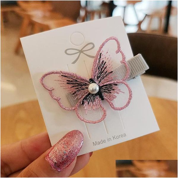 Forcine per capelli Clip per design a farfalla Cute Kids Novità Accessori Garza all'ingrosso Glitter Princess Forcine Drop Delivery Products Dhk6S