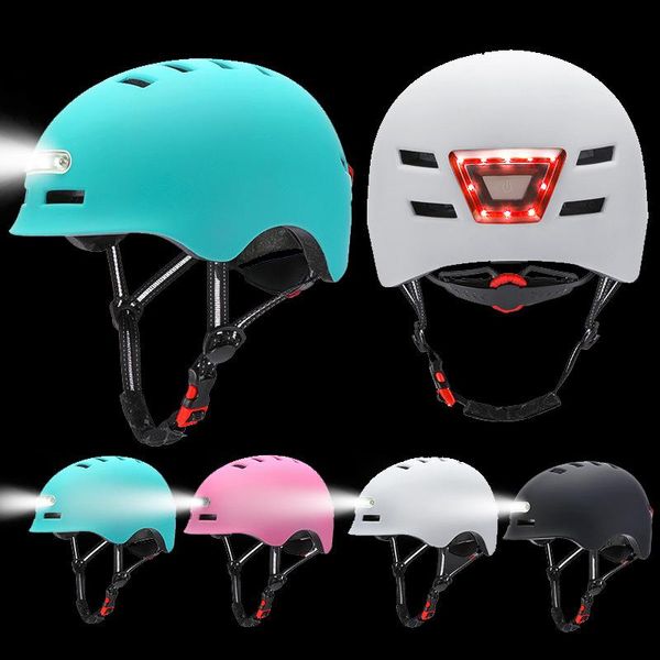 Caschi da moto Casco con spia illuminata/spia luminosa/casco per bici da strada da ciclismo/moto universale/elettrico/scooter/